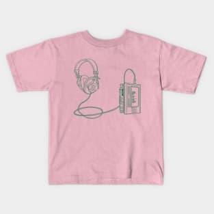 Portable Tape Player (Cadmium Green Lines) Analog / Music Kids T-Shirt